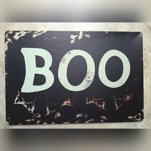 NWT BOO 8x12 Tin Halloween Decor Sign